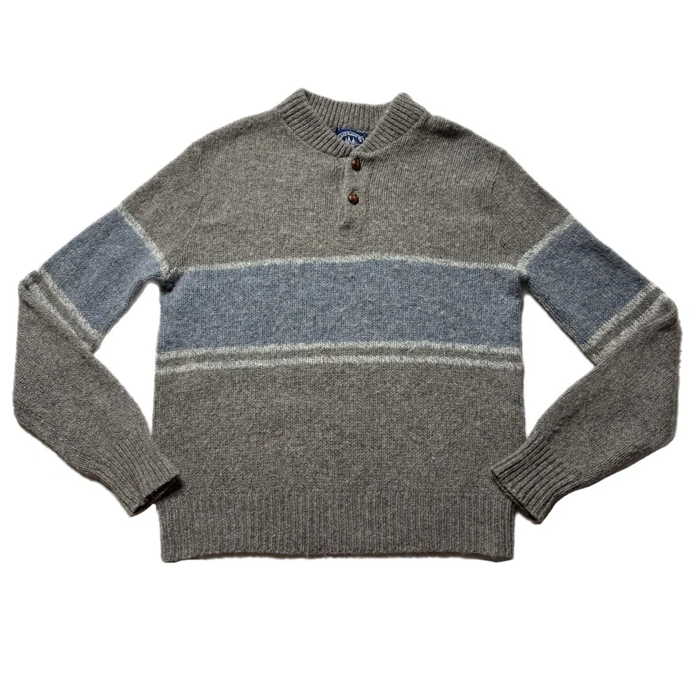 VTG Boathouse Row Made in USA Chunky Knit Wool Henley Sweater M